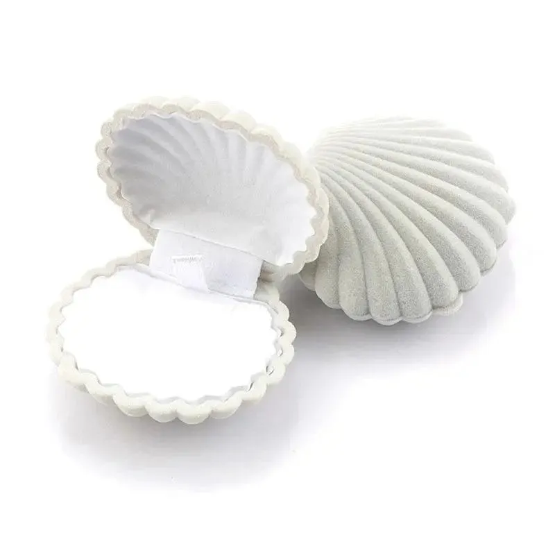 1 Piece Lovely Shell Shape Velvet Jewelry Box Wedding Engagement Ring Box for Earrings Necklace Bracelet Display Gift Box Holder