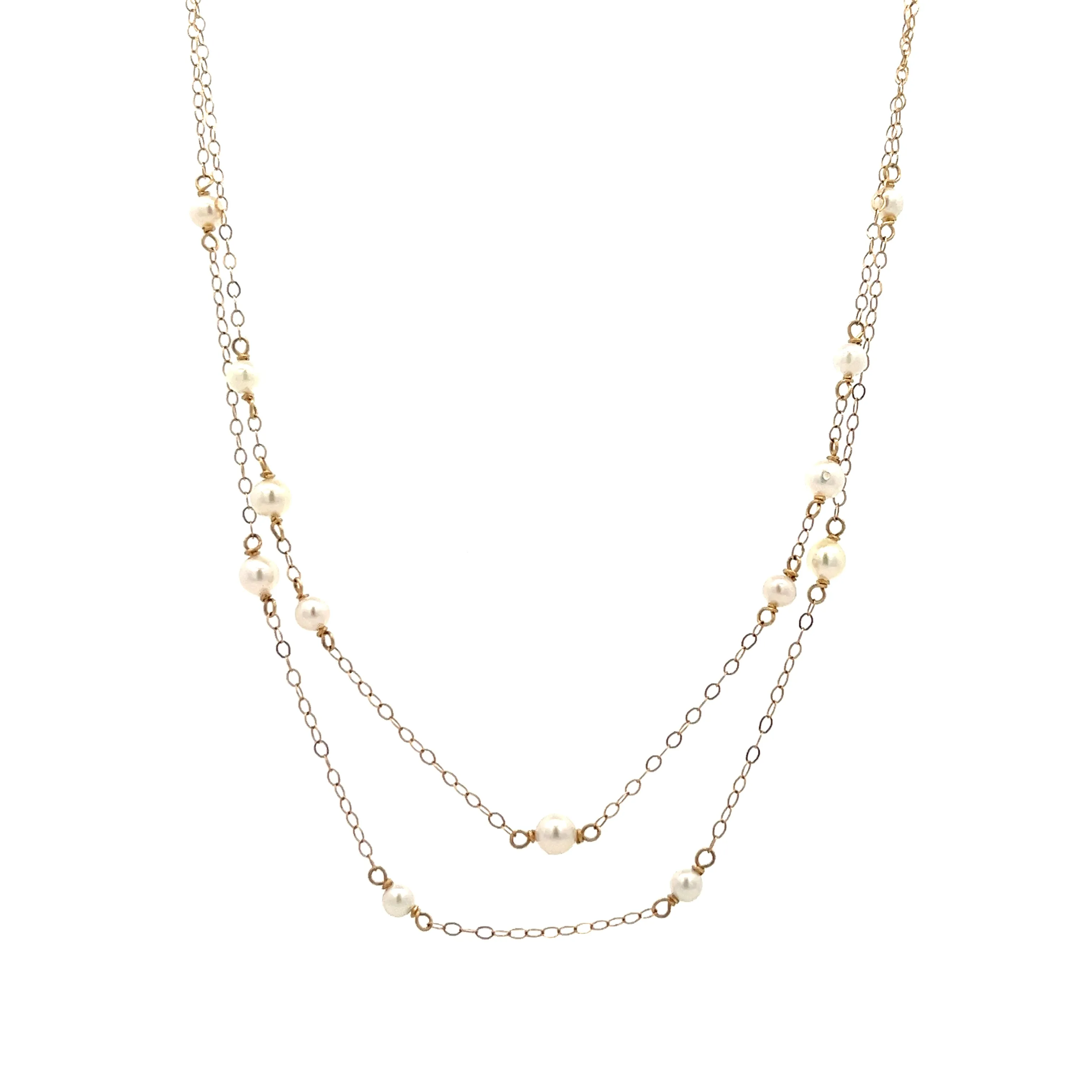 14K van luna - double-layered versatile pearl necklace14K