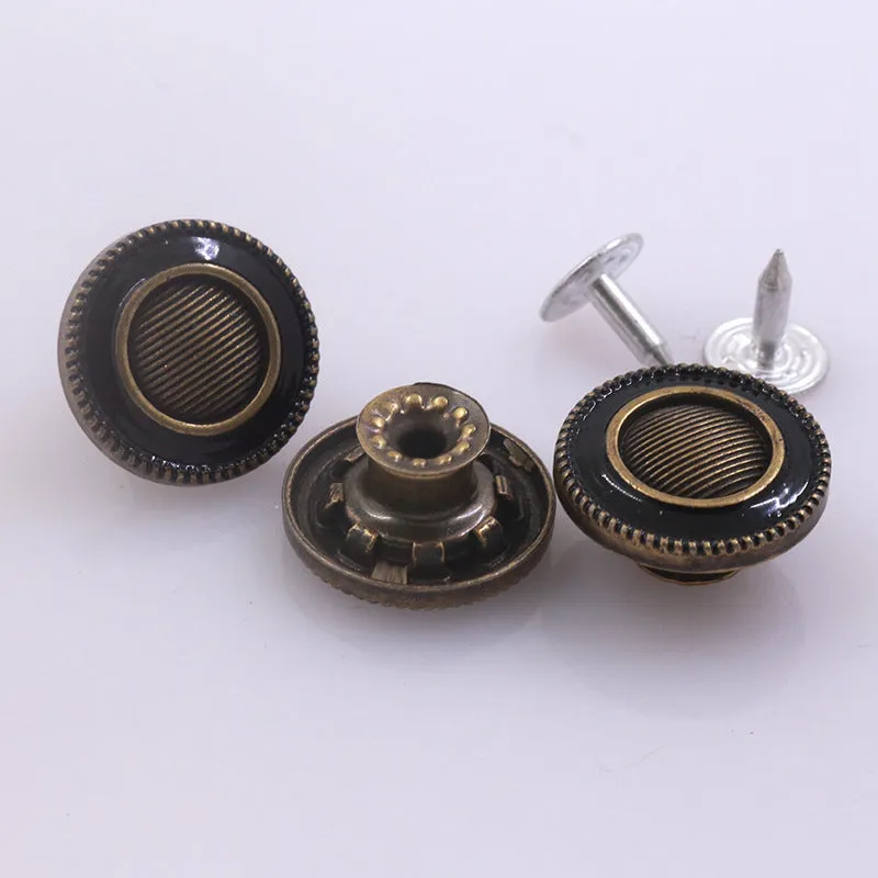 17mm Antique Bronze Metal Alloy Stud Buttons for Denim 100pcs