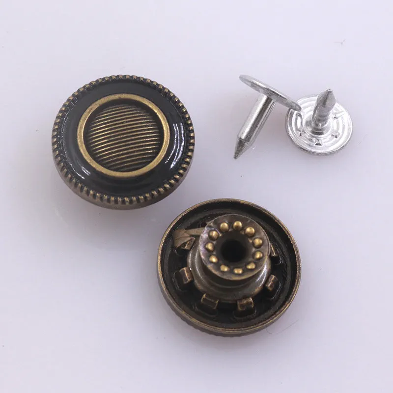 17mm Antique Bronze Metal Alloy Stud Buttons for Denim 100pcs