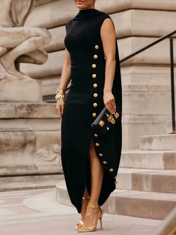 2025 New Buttoned Shawl Collar Evening Dresses
