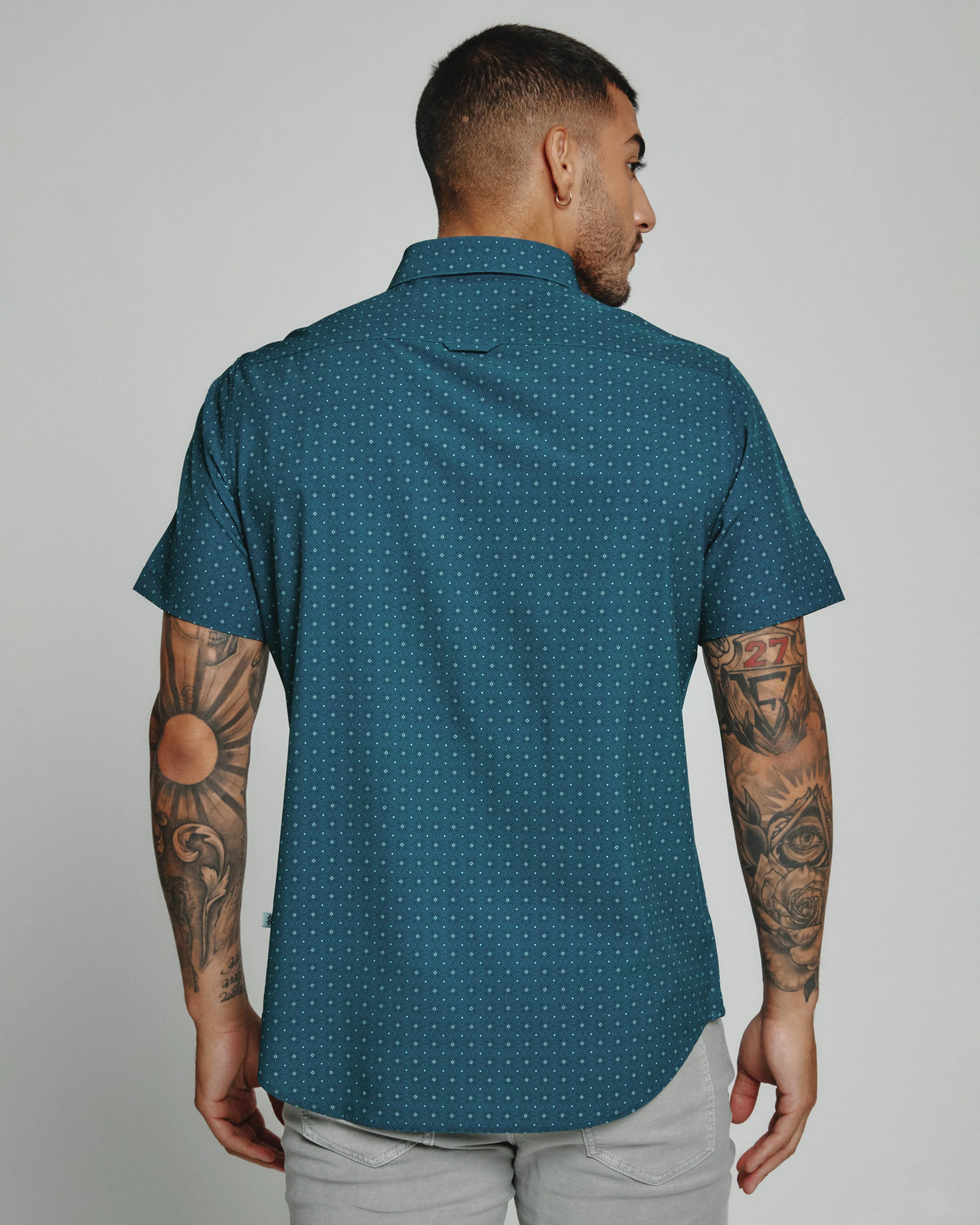 7 Diamonds Prescott 4-Way Stretch Print Pattern SS Shirt