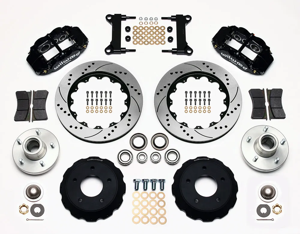 73-87 CHEVY C10 FULL DISC BRAKE KIT & RIDETECH SPINDLES,14"/13" DRILLED,BLACK