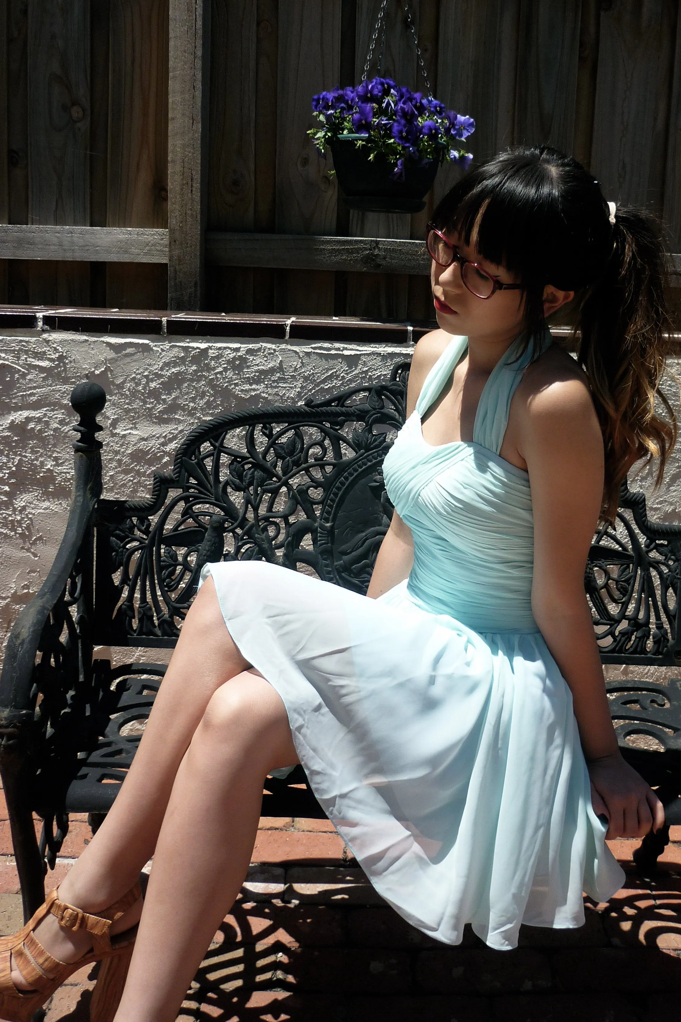 A-line Halt Sweetheart Knee Length Backless Chiffon Prom Dress