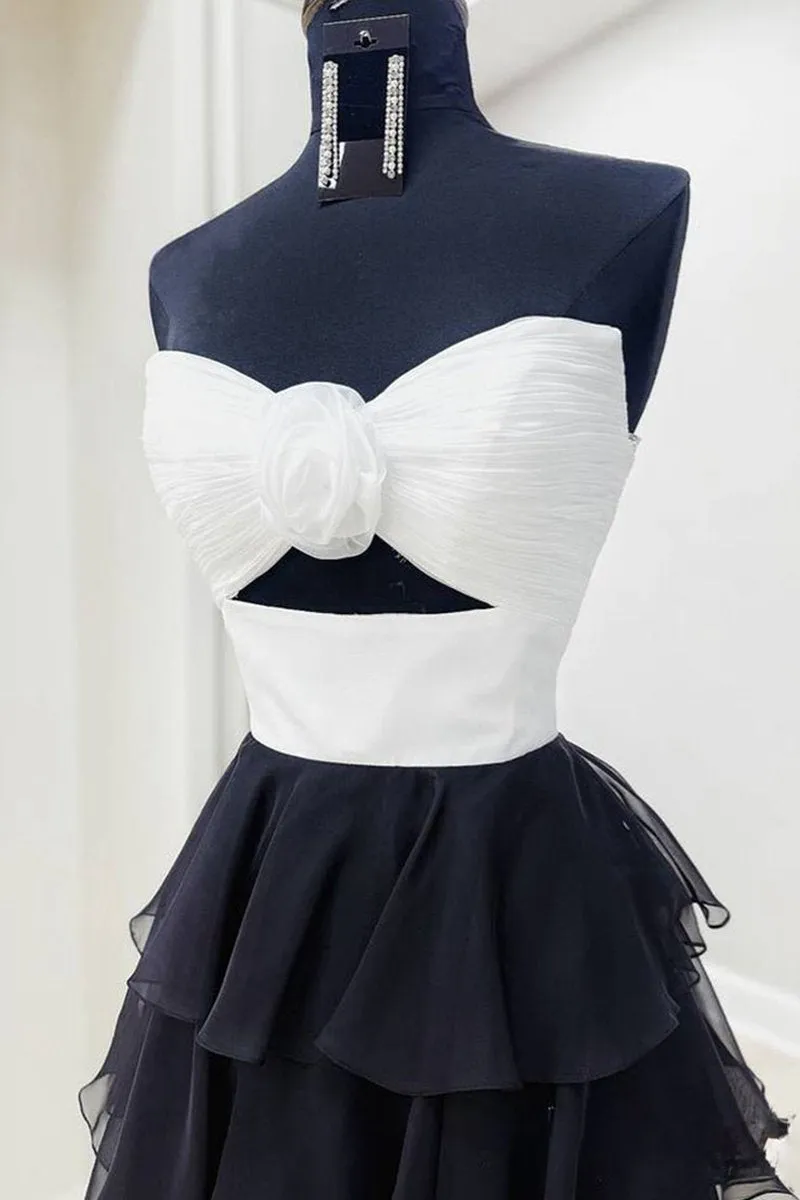 A-line Strapless V-Neck Layered Chiffon Sleeveless Formal Prom Dresses