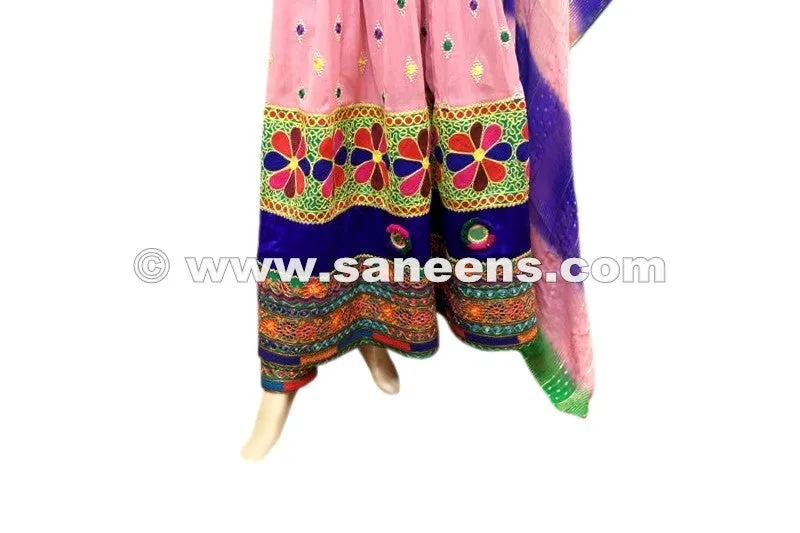 Afghan Long Gown In Light Pink Color