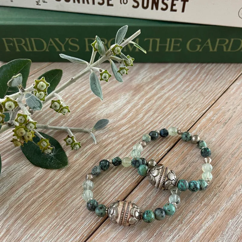 African Turquoise Gemstone Stretch Bracelet MEDIUM