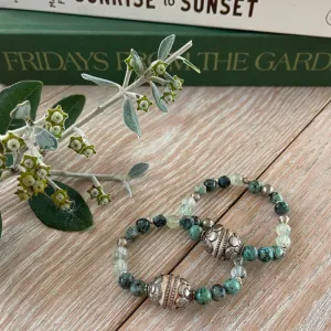 African Turquoise Gemstone Stretch Bracelet MEDIUM
