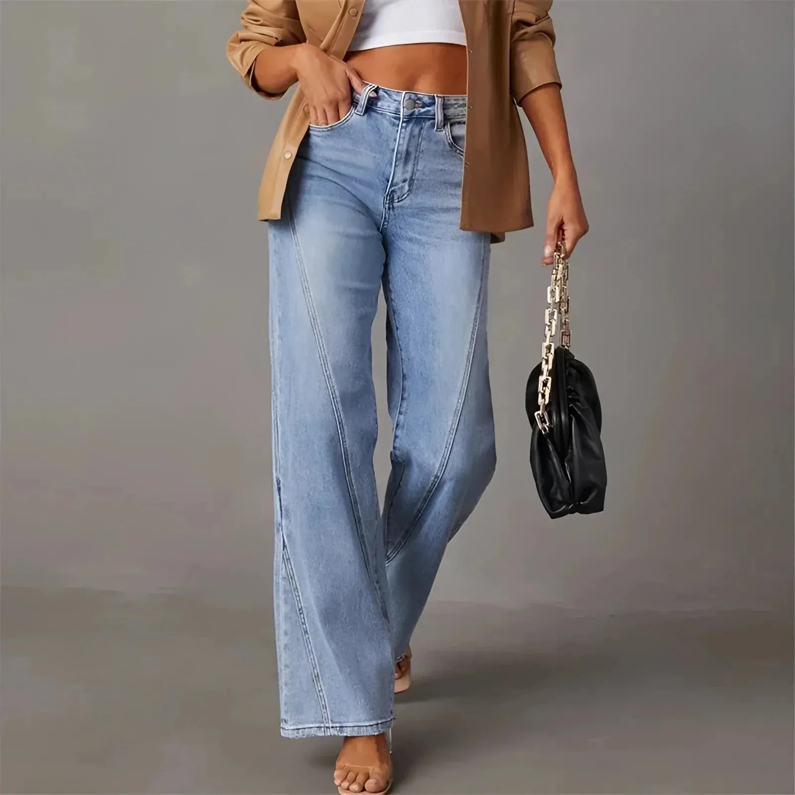 Ania® | High-Waisted Light Blue Jeans