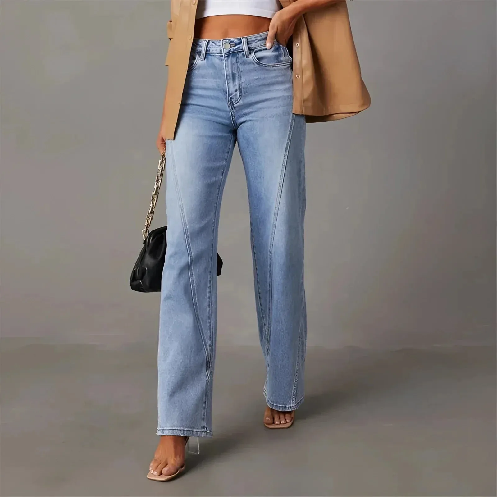 Ania® | High-Waisted Light Blue Jeans