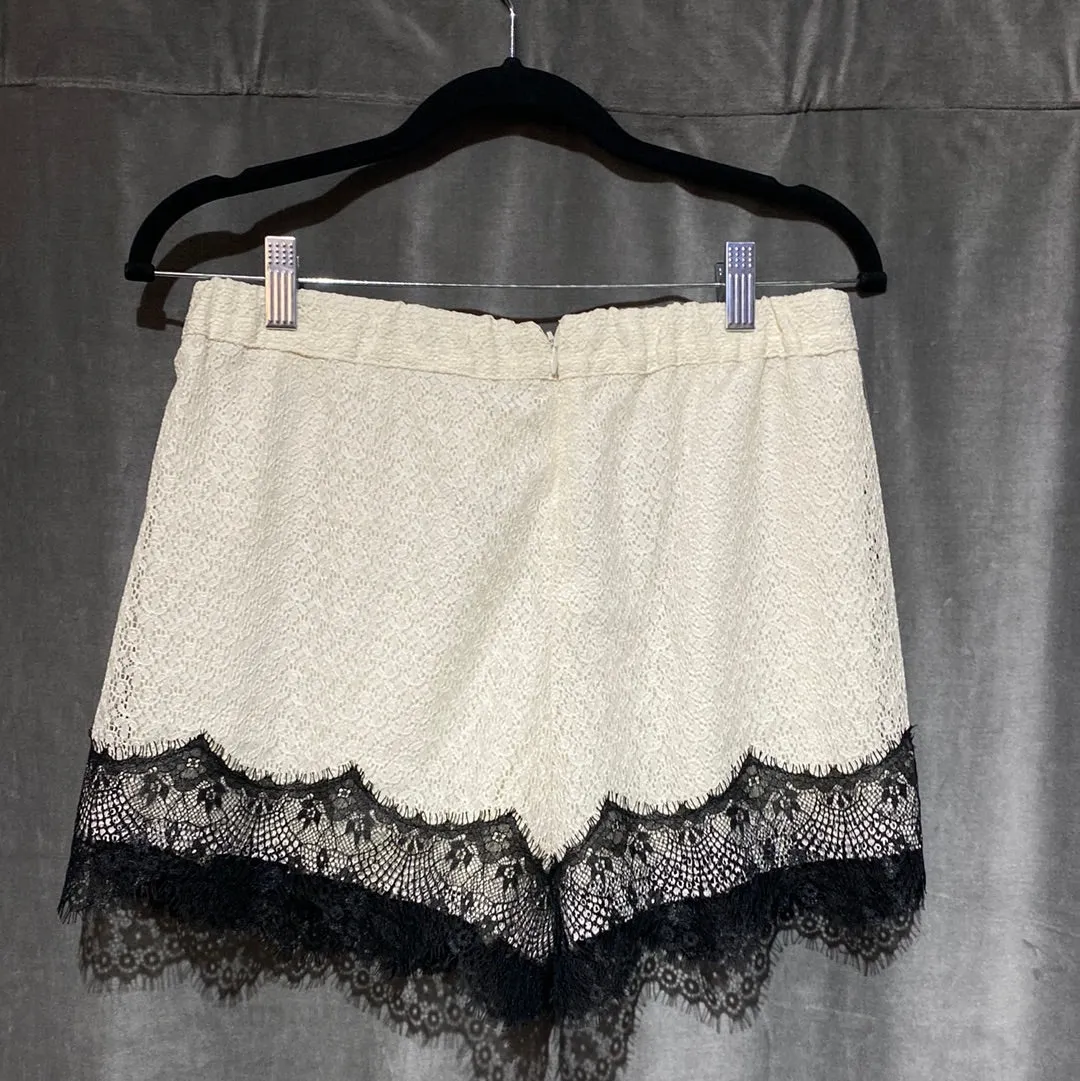 Anna Sui white and Black Victorian Lace shorts