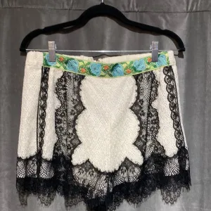 Anna Sui white and Black Victorian Lace shorts