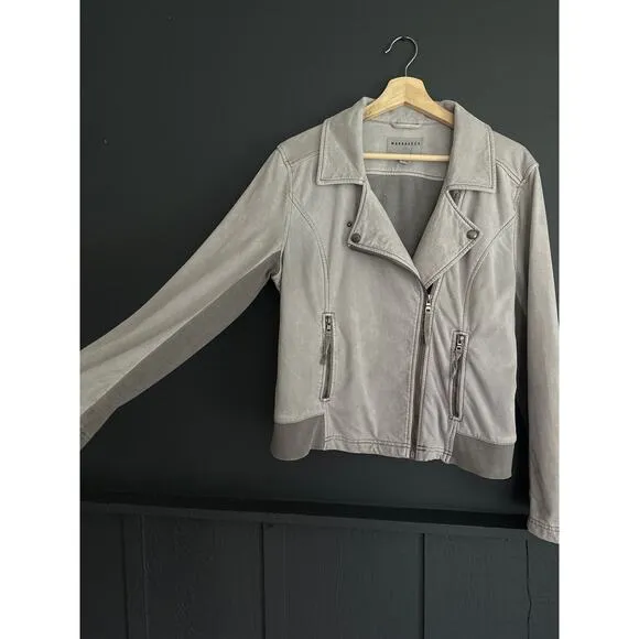 Anthropologie Marrakech Parkway Moto Jacket Grey Size Large Petite