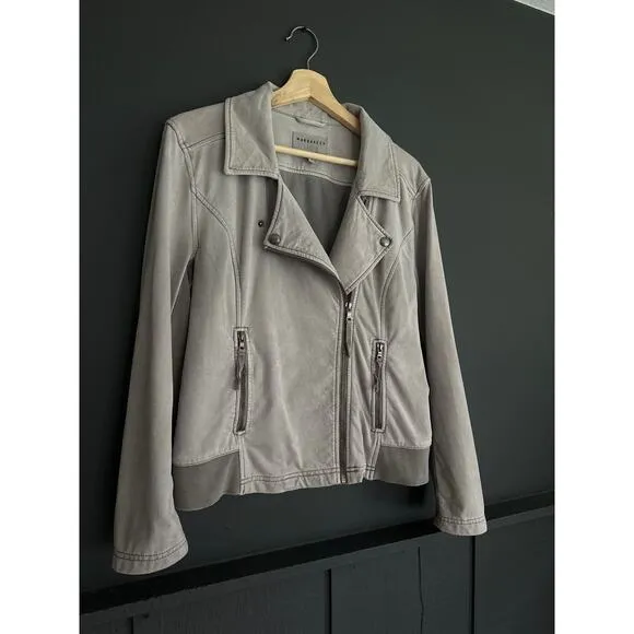 Anthropologie Marrakech Parkway Moto Jacket Grey Size Large Petite