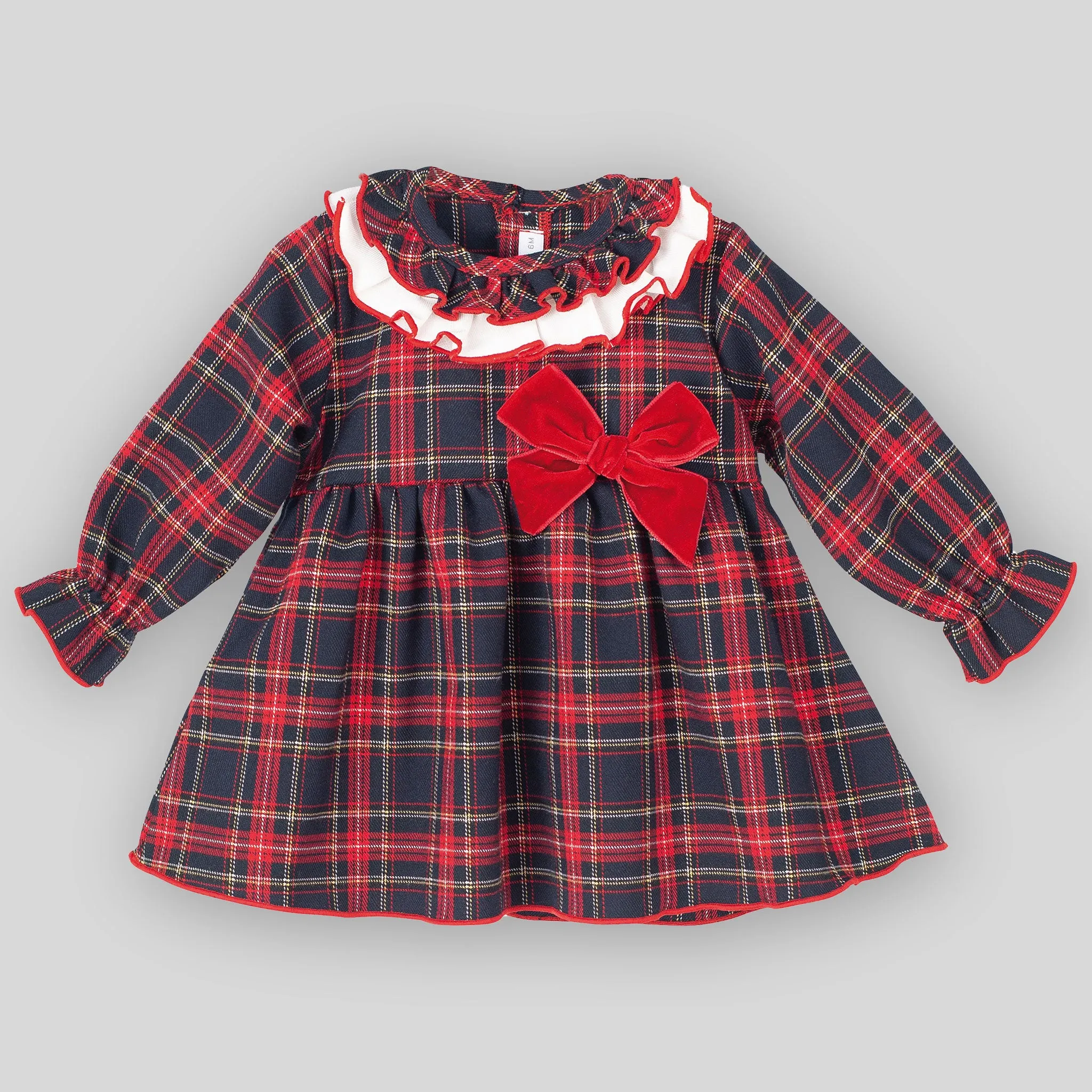 Baby Girls Traditional Red Tartan Dress - Calamaro 21248