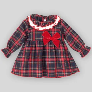 Baby Girls Traditional Red Tartan Dress - Calamaro 21248