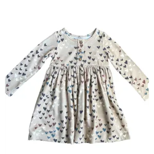 Baby Sprouts Long Sleeve Henley Dress - Cluster Hearts