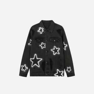 Baggy Star Washed Denim Jacket from the Y2K Streetwear Collection