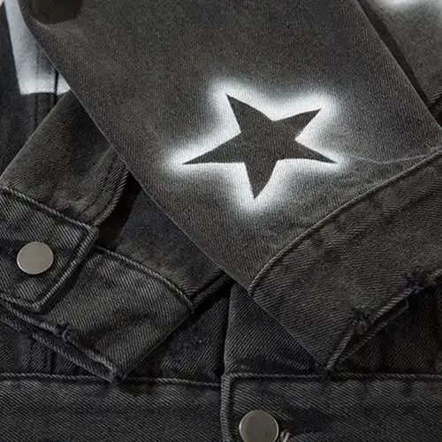 Baggy Star Washed Denim Jacket from the Y2K Streetwear Collection