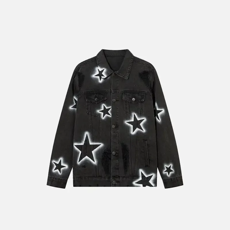 Baggy Star Washed Denim Jacket from the Y2K Streetwear Collection