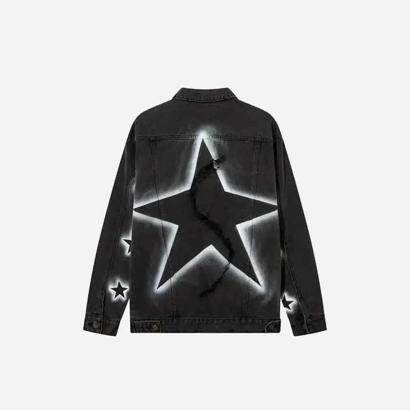 Baggy Star Washed Denim Jacket from the Y2K Streetwear Collection