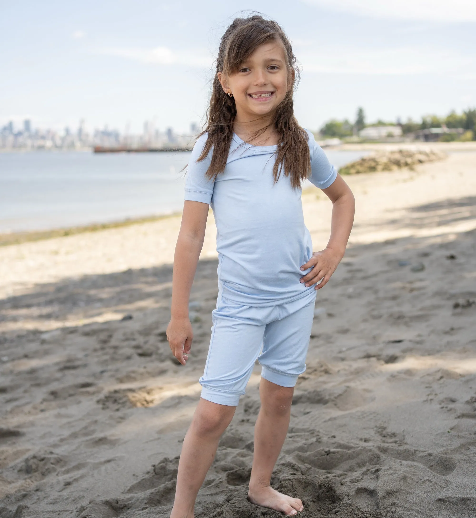 Bamboo Short Sleeve Top & Shorts Pajama Set (Skydive)
