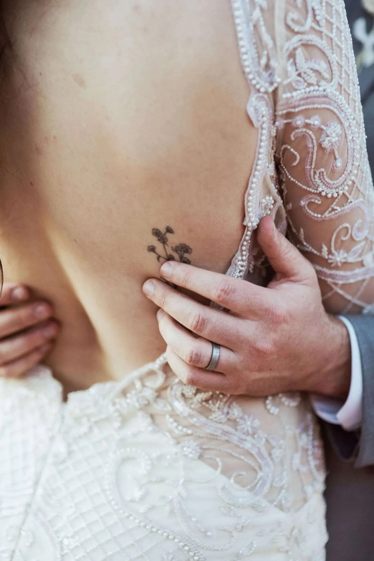 Beaded Grid Fit & Flare Wedding Dress | Haley