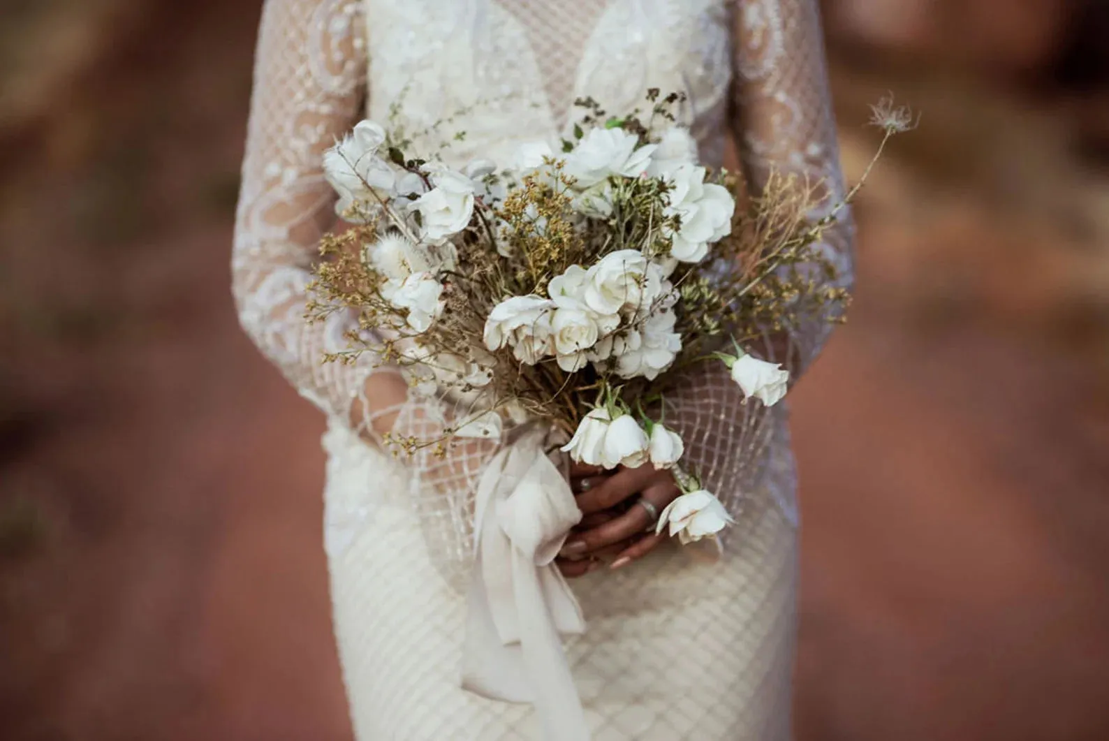 Beaded Grid Fit & Flare Wedding Dress | Haley