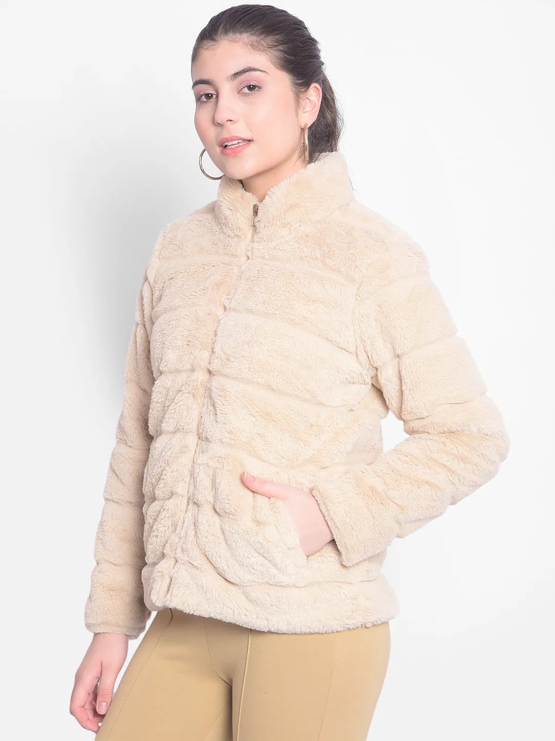 Beige Fur Jackets