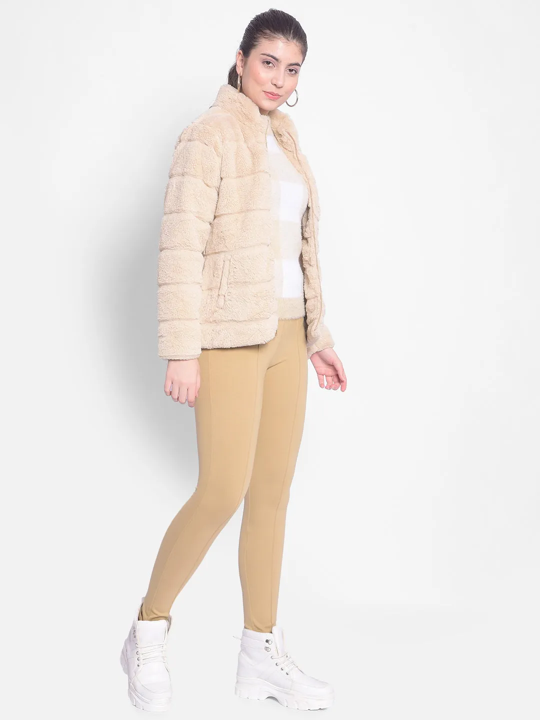 Beige Fur Jackets