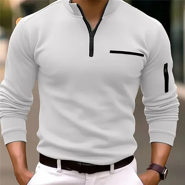 Benedek - refined men's polo shirt with stand-up collar