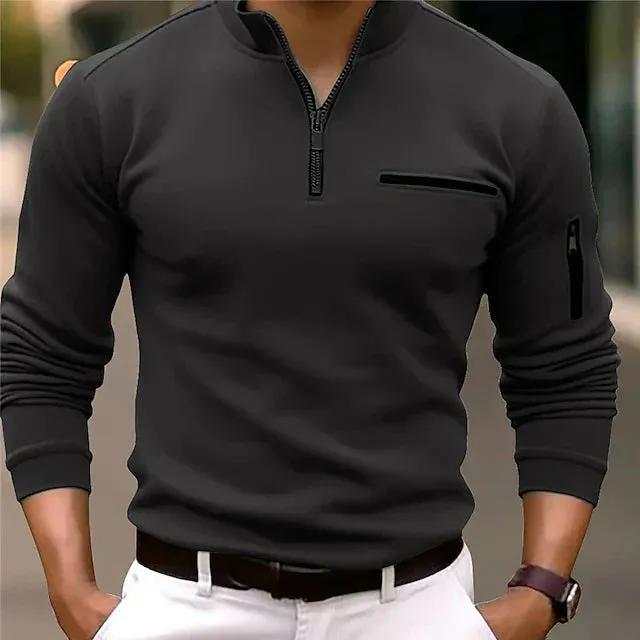 Benedek - refined men's polo shirt with stand-up collar