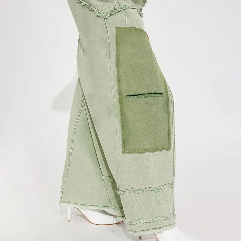 BIIKPIIK Casual Patchwork Fork Long Skirts