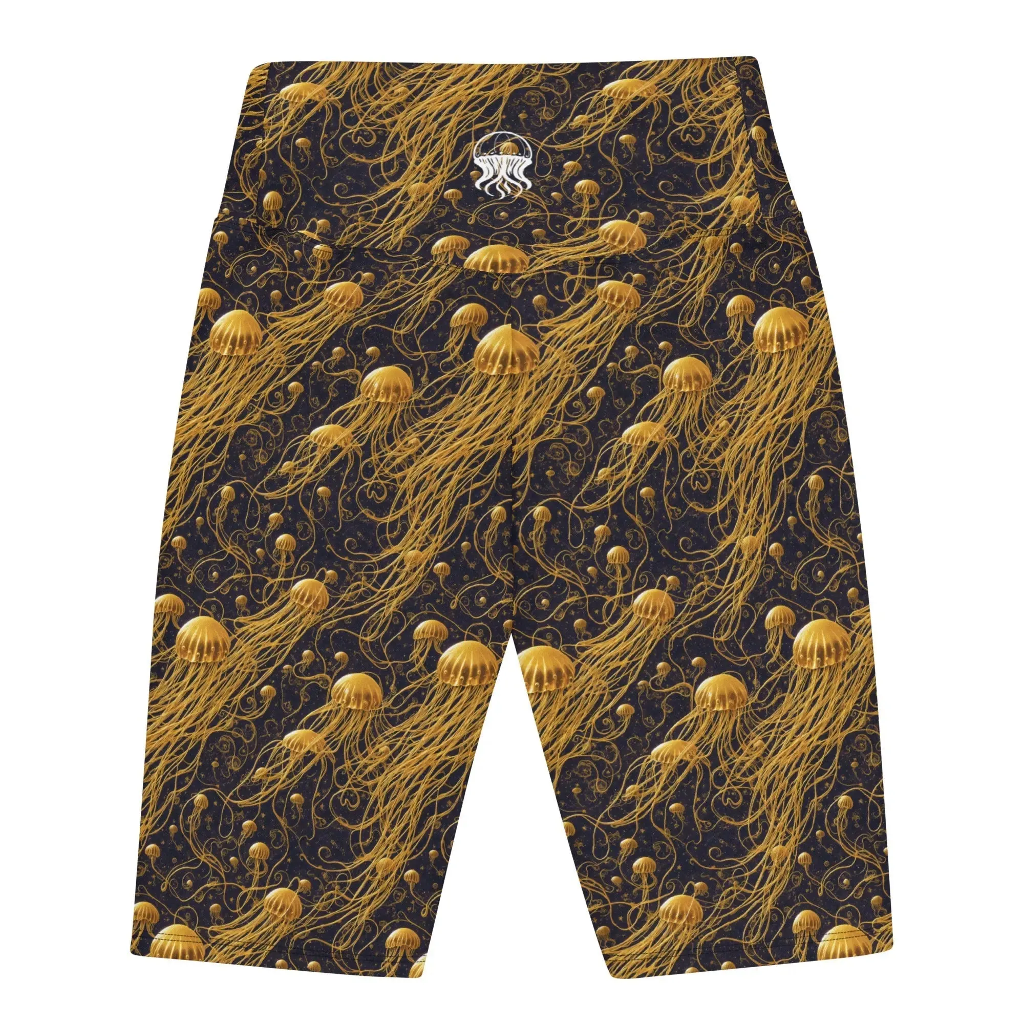 Biker Shorts - Black and Gold Jellyfishes