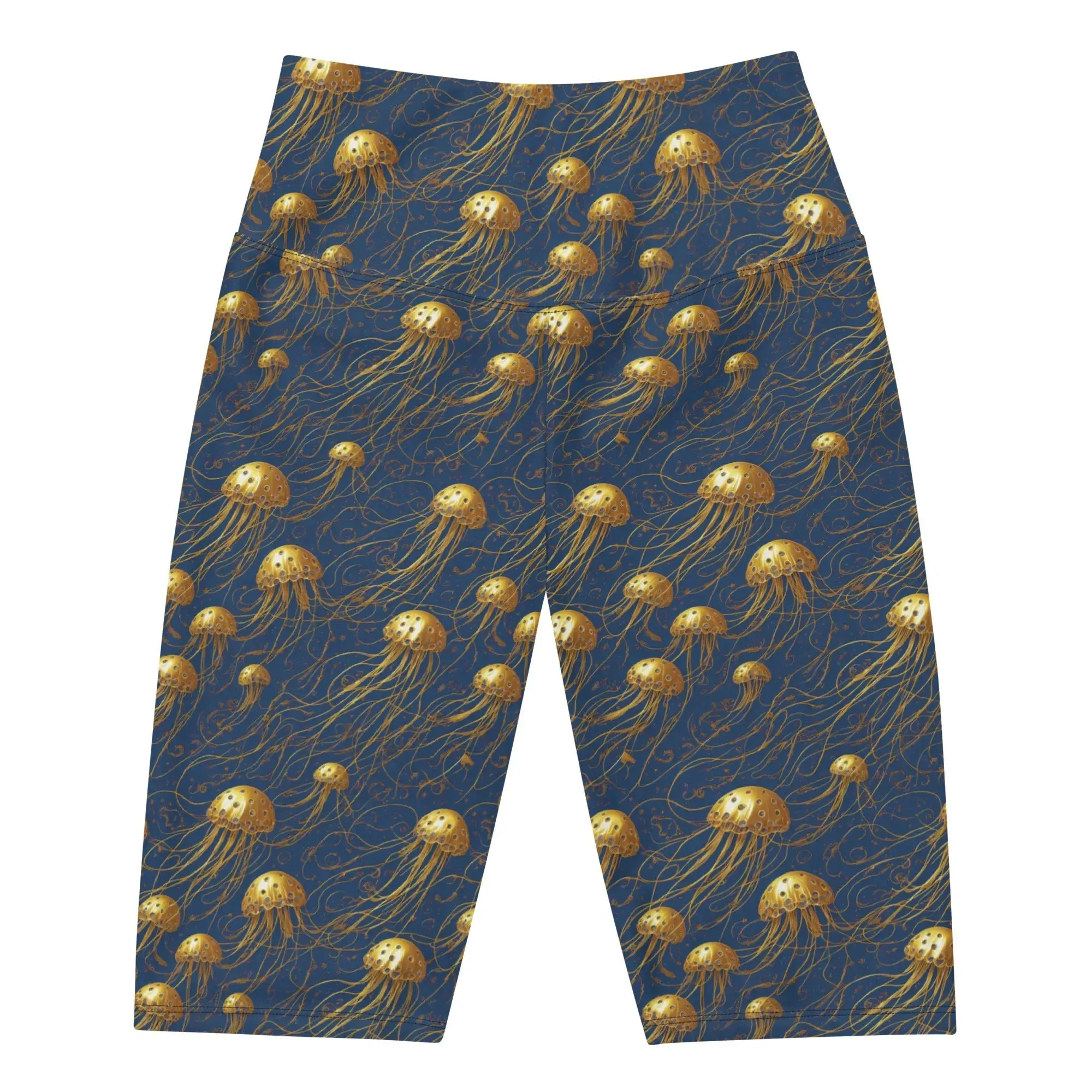 Biker Shorts - Blue and Gold Jellyfishes