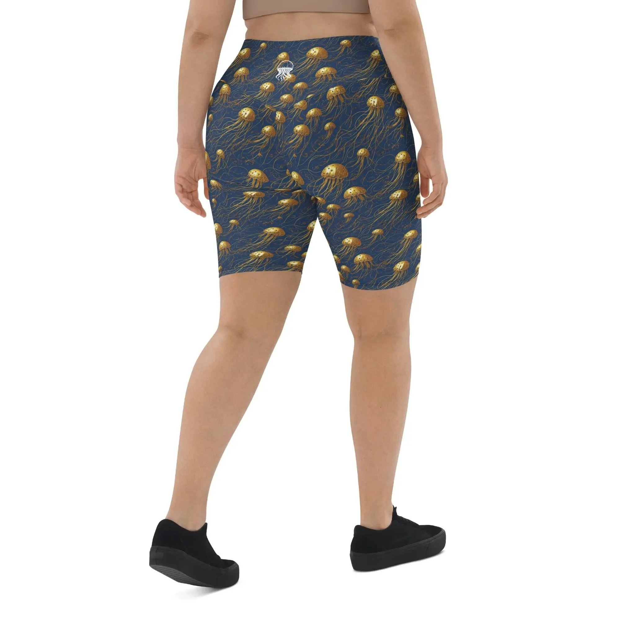 Biker Shorts - Blue and Gold Jellyfishes