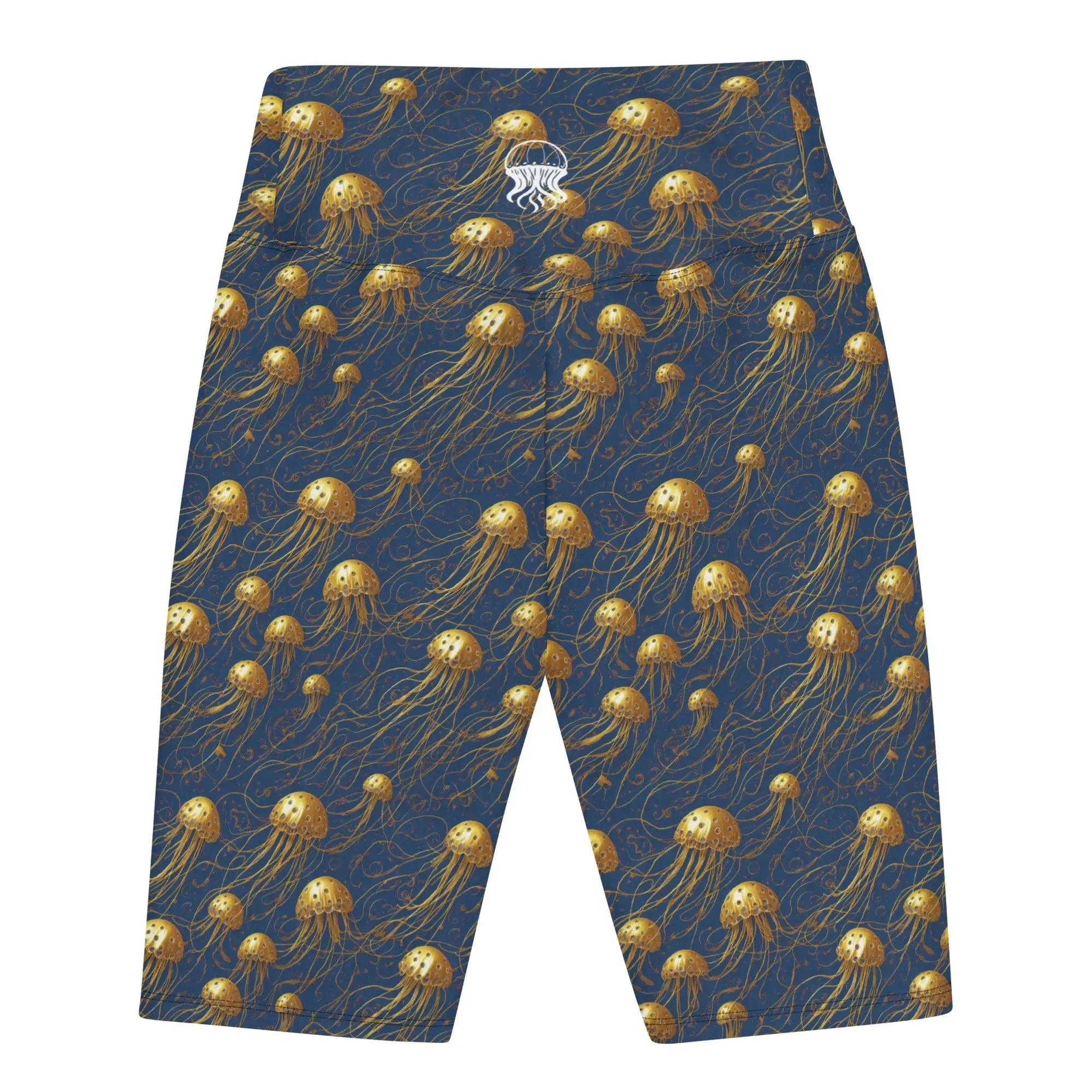Biker Shorts - Blue and Gold Jellyfishes