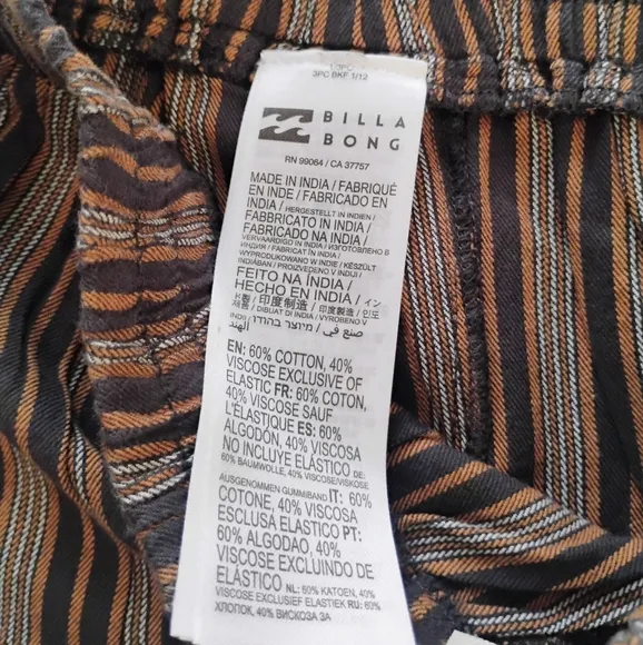 BILLABONG NEW Road Trippin Scallop Hem Yarn Dyed Shorts