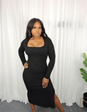 Black Beauty Baby Ribbed Double Layered Dress