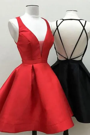 Black Little Dresses Red Homecoming Dress Sexy Short Prom Dresses Party Dress, SH377