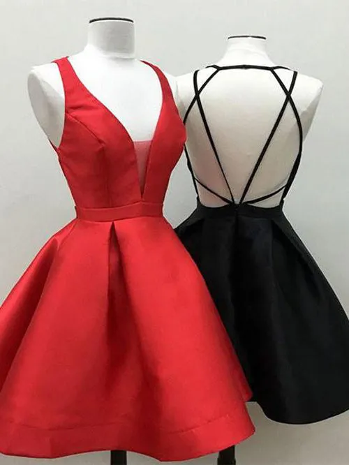 Black Little Dresses Red Homecoming Dress Sexy Short Prom Dresses Party Dress, SH377