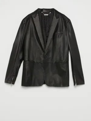 Black Micro-Stud Leather Jacket