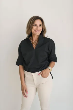 Black Pullover Cotton Shirt - The Charlie