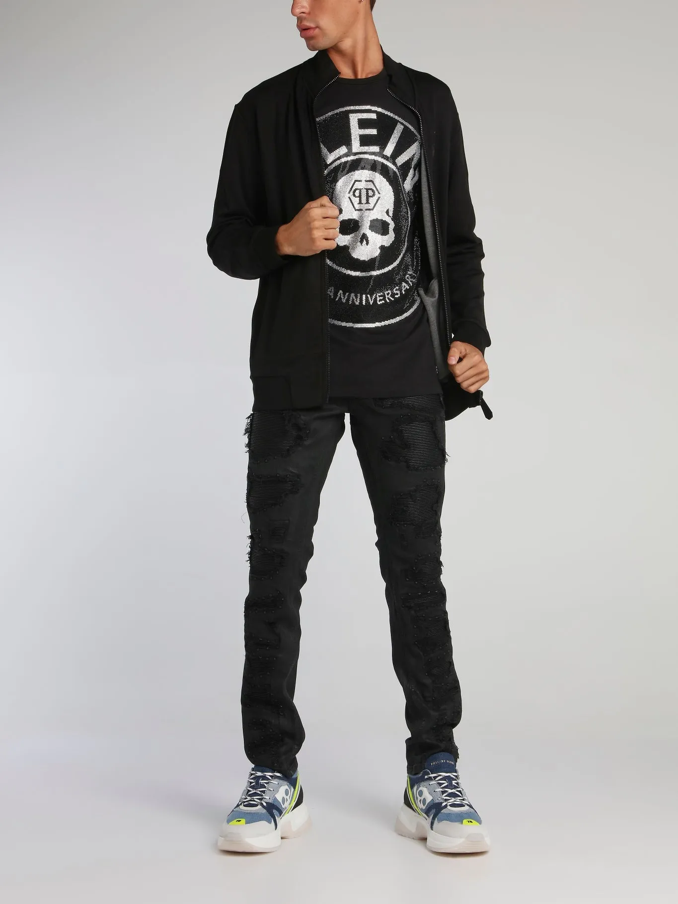 Black Rear Skull Logo Jogging Jacket