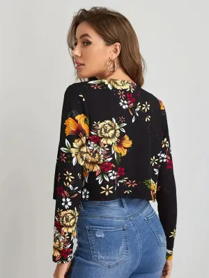Blazer with open front and flowers - Sophisticated look for any occasion