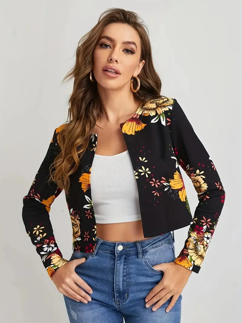 Blazer with open front and flowers - Sophisticated look for any occasion