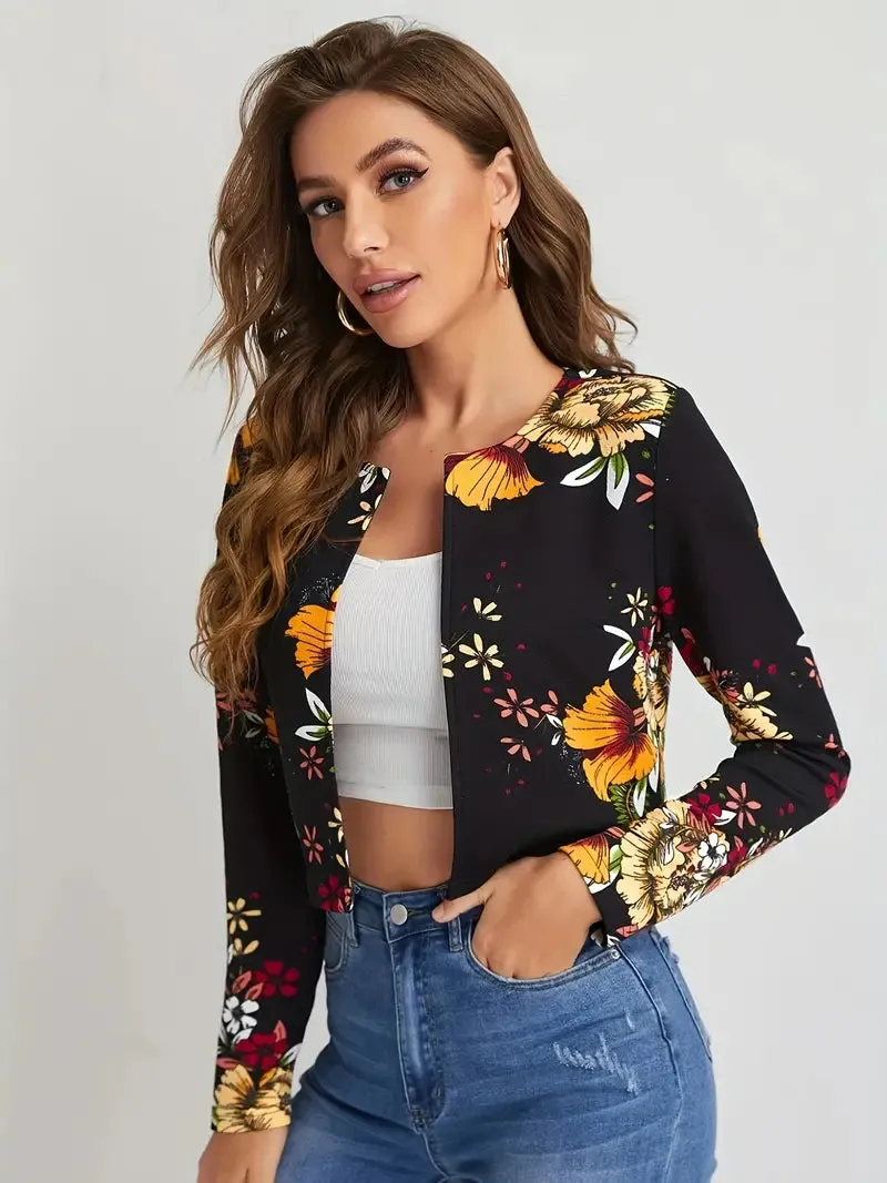 Blazer with open front and flowers - Sophisticated look for any occasion