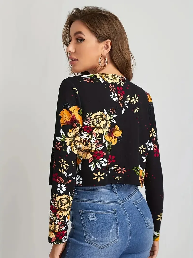 Blazer with open front and flowers - Sophisticated look for any occasion