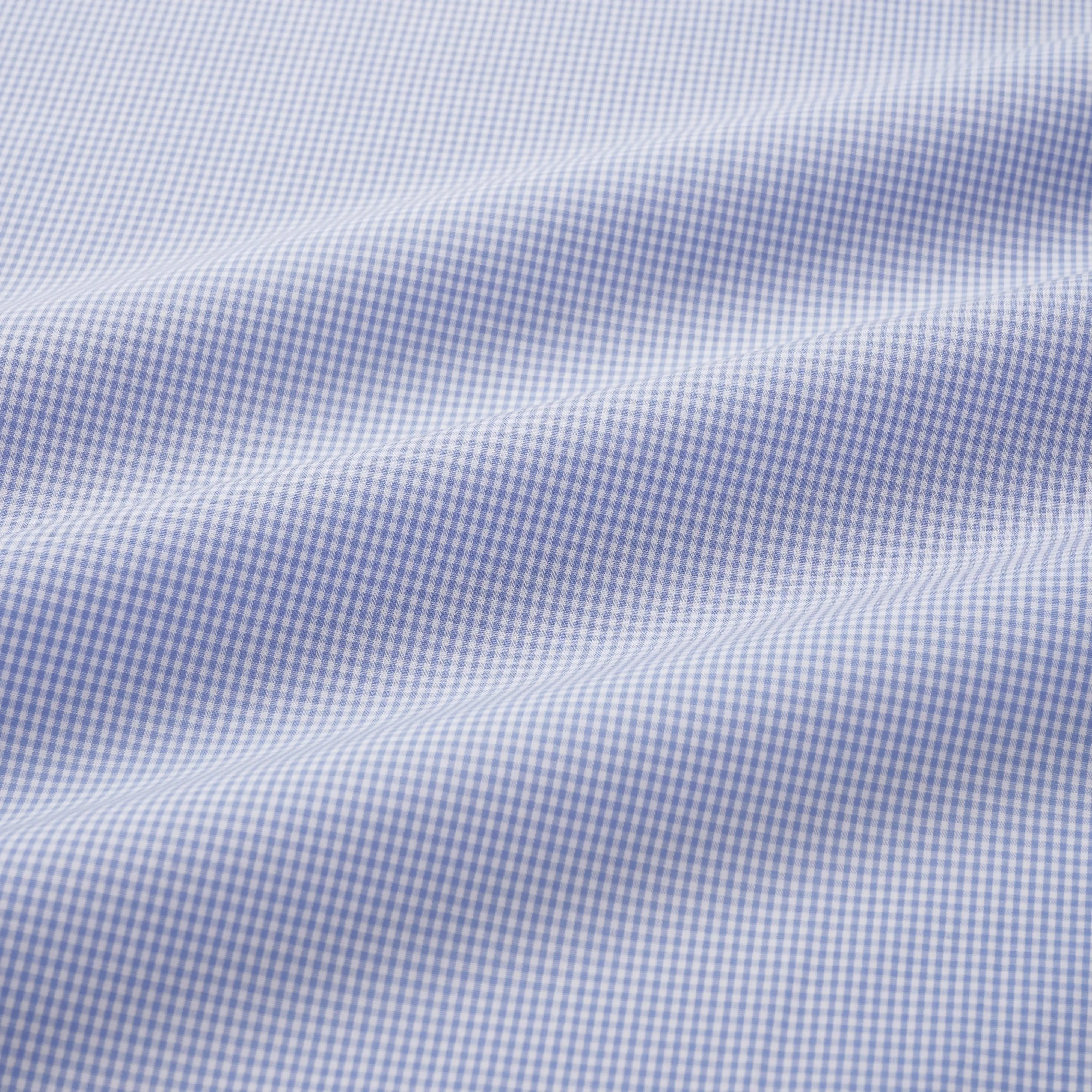 Blue & White Tailored Fit Double Cuff Mini Check Formal Shirt
