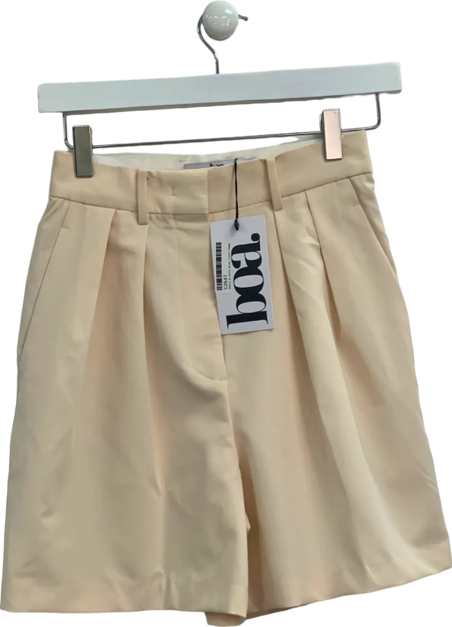 BOA Cream Pleated High Waist Shorts UK XS